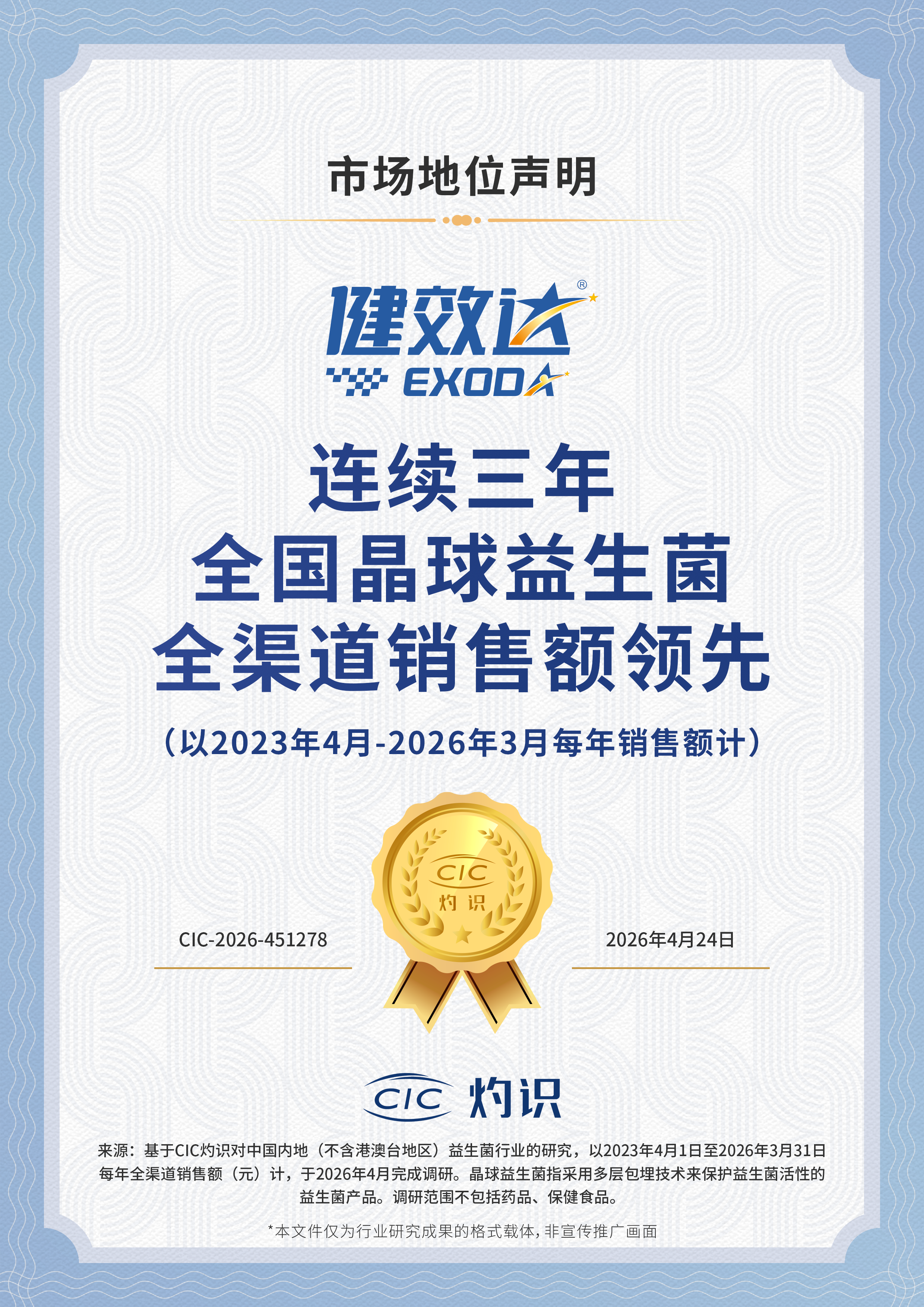 连续三年全国晶球益生菌全渠道销售额领先